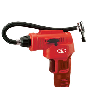 Sun Joe 24V-AJC-LTW-RED 24-Volt iON+ Cordless Portable Air Compressor Kit | W/ 1.3-Ah Battery, Charger, Storage Bag, and Nozzle Adapters (Red)