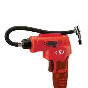 Sun Joe 24V-AJC-LTE-RED 24-Volt iON+ Cordless Portable Air Compressor Kit | W/ 2.0-Ah Battery, Charger, Storage Bag, and Nozzle Adapters (Red)