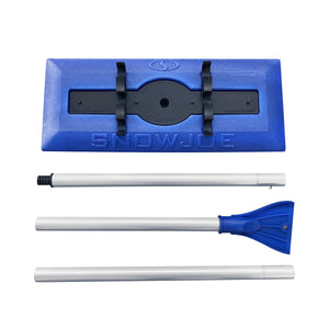 Snow Joe SJBLZD Original 2-in-1 Snow Broom with 18-Inch 3rd Party Tested Scratch Free Foam Head + Large Ice Scraper, Blue