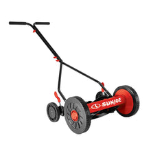 Load image into Gallery viewer, Sun Joe MJ503M-RED Manual Reel Mower | 14-Inch | Quad Wheel | 9-Position (Red)

