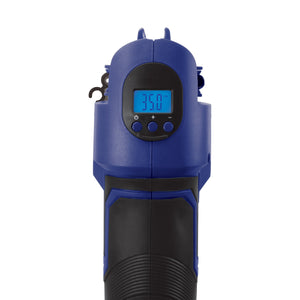 Sun Joe 24V-AJC-LTE-SJB-RM 24-Volt iON+ Cordless Portable Air Compressor Kit with Nozzle Adapters, Automatic Digital Pressure Gauge, Built-in LED Light & Case, and 2.0-Ah Battery and Charger (Blue) (Certified Refurbished)