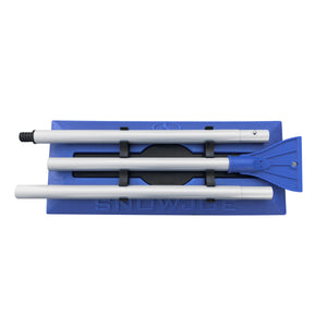 Snow Joe SJBLZD Original 2-in-1 Snow Broom with 18-Inch 3rd Party Tested Scratch Free Foam Head + Large Ice Scraper, Blue