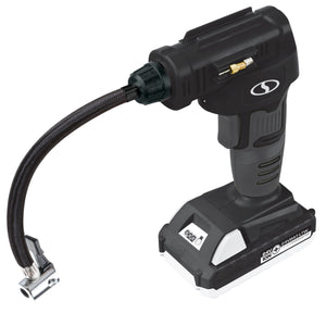 Sun Joe 24V-AJC-LTW-BLK 24-Volt iON+ Cordless Portable Air Comporessor Kit | W/ 1.3-Ah Battery, Charger, Storage Bag, and Nozzle Adapters (Black)